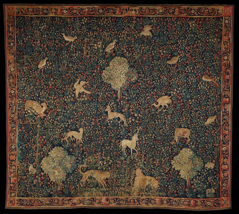 Allegorical Millefleurs Tapestry with Animals