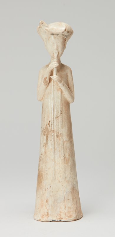 Tomb figure of a woman playing pipes