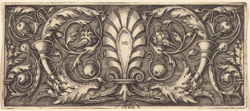Ornament with Palmette and Two Dophin Heads