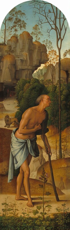 The Crucifixion with the Virgin, Saint John, Saint Jerome, and Saint Mary Magdalene [left panel]