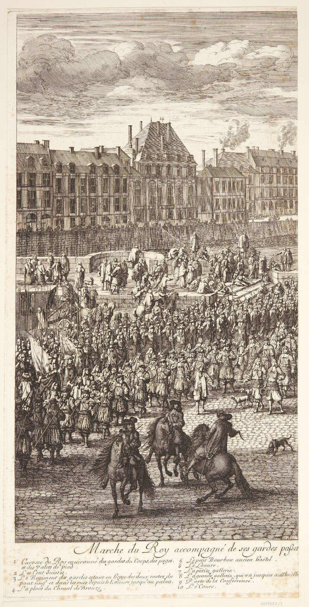 Ludvig XIV i procession over Pont Neuf (venstre del)