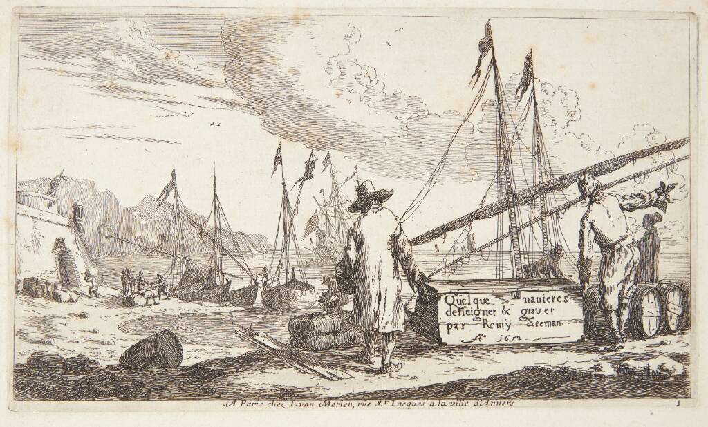 Havn ved middelhavet. Titelblad til "Forskellige sejlskibe"