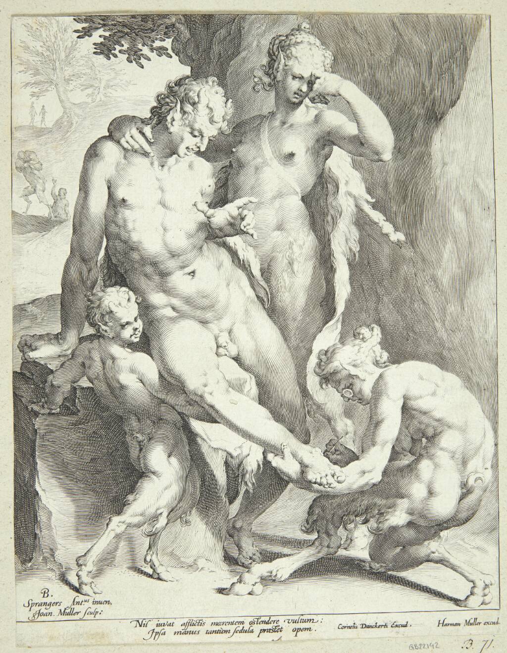 Oreader fjerner en torn fra en satyrs fod