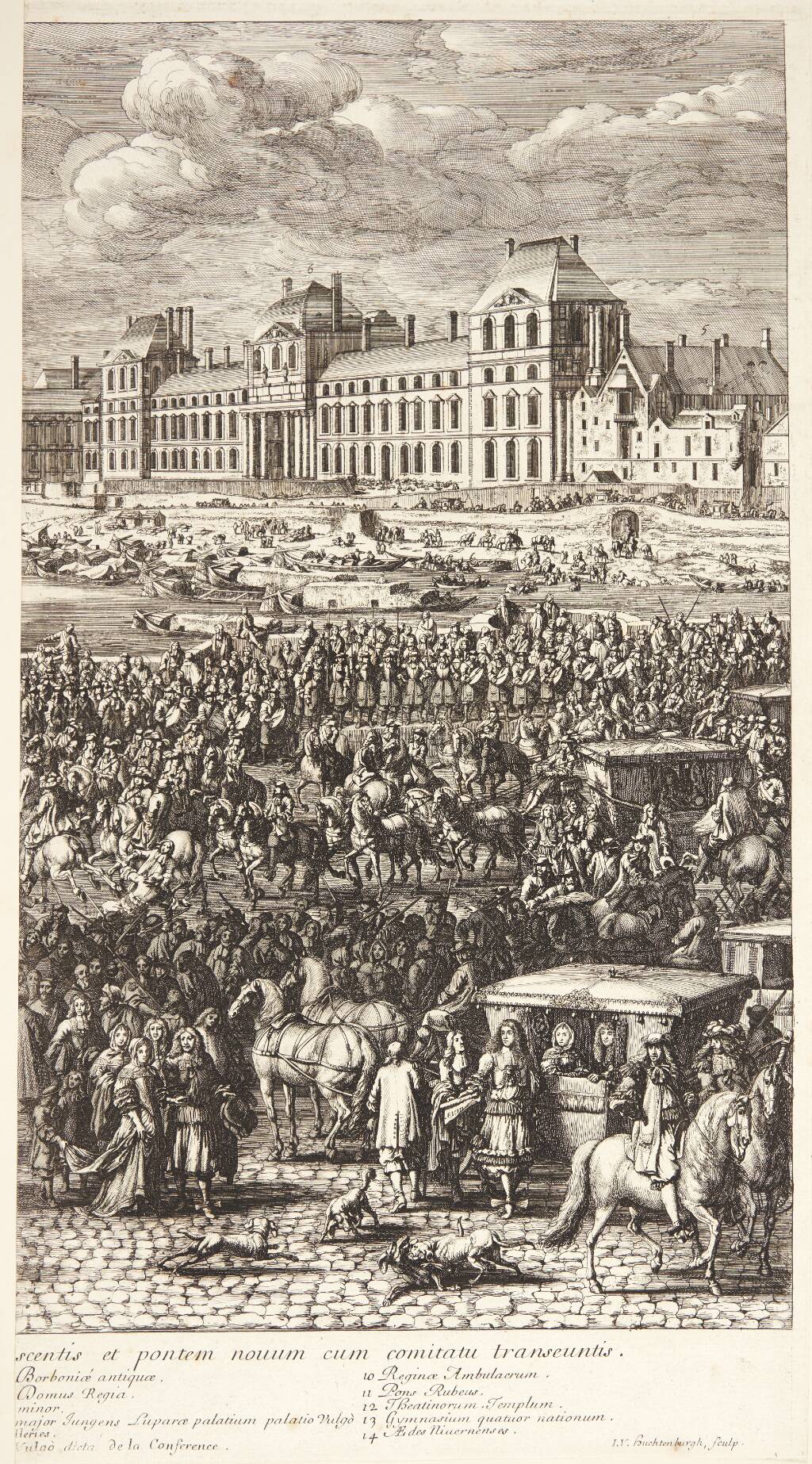 Ludvig XIV i procession over Pont Neuf (højre del)