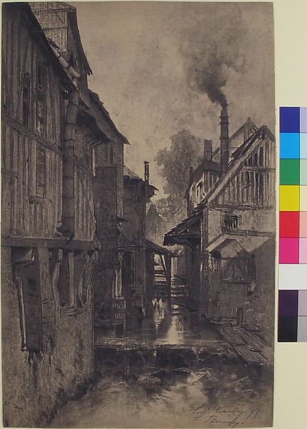 Half-Timbered Houses along a Waterway