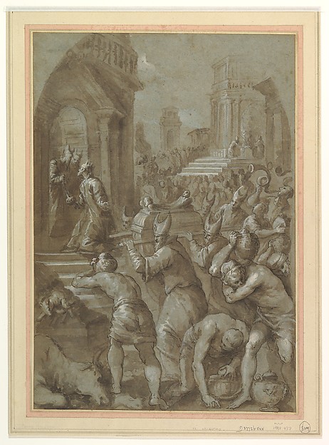 King Solomon Beholds the Ark of the Covenant Being Brought to the Temple