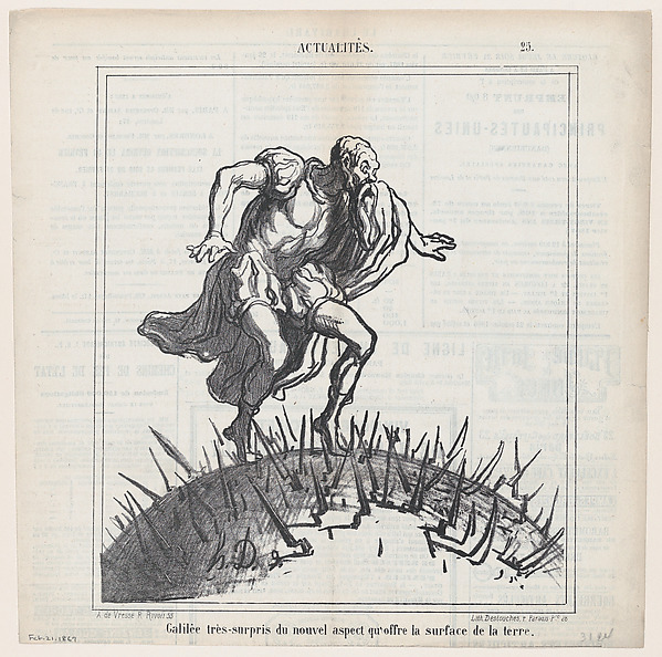 Galileo, astonished by changes in the face of the earth, from "News of the Day"