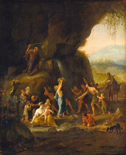 Moses schlägt Wasser aus dem Fels