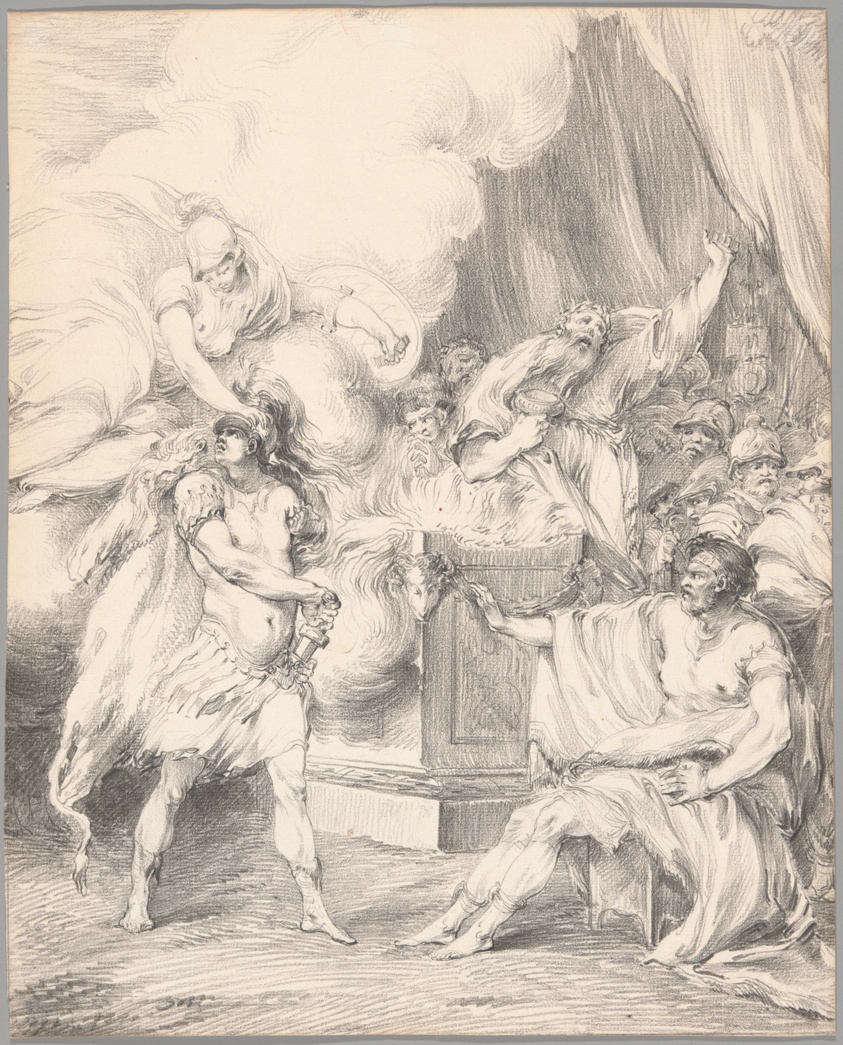 Achilles Restrained by Athena in Agamemnon's Tent, from Iliad, Book I