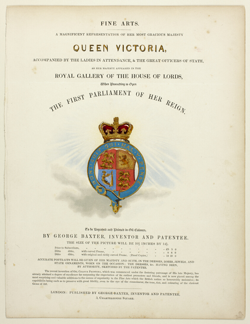 Prospectus with Royal Arms in Gold and Colours