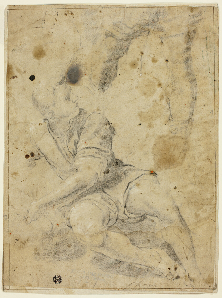 Seated Youth and Sketch of Legs