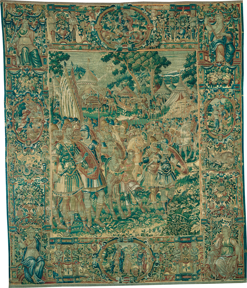 Alexander Kneeling before Jaddus at the Gates of Jerusalem [left section] from The Story of Alexander the Great