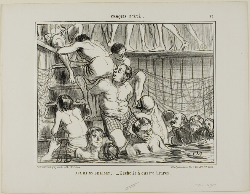 At the Deligny Baths. - The ladder at 4 p.m., plate 33 from Croquis D'été