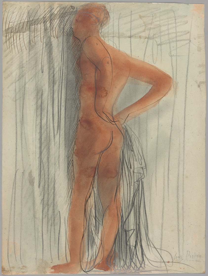 Nude Woman Standing, Seen from the Back with Her Hands on Her Hips